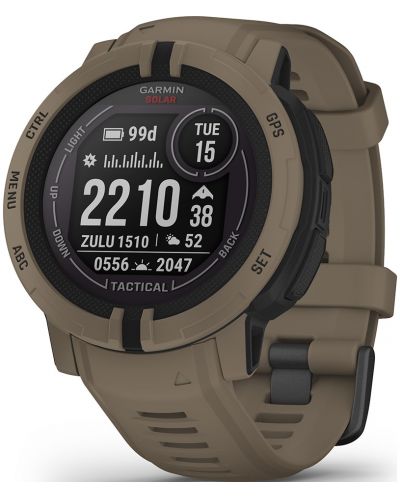 Смарт часовник Garmin - Instinct 2 Solar Tactical, 45mm, кафяв - 1